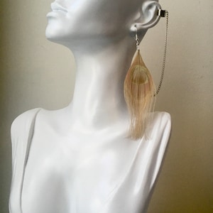 Peacock feather  ear cuff, statement jewelry, statement earring, feather cut ear cuff