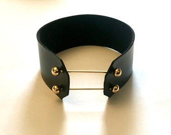 Leather Minimalist choker, black choker necklace, statement jewelry, statement necklace.