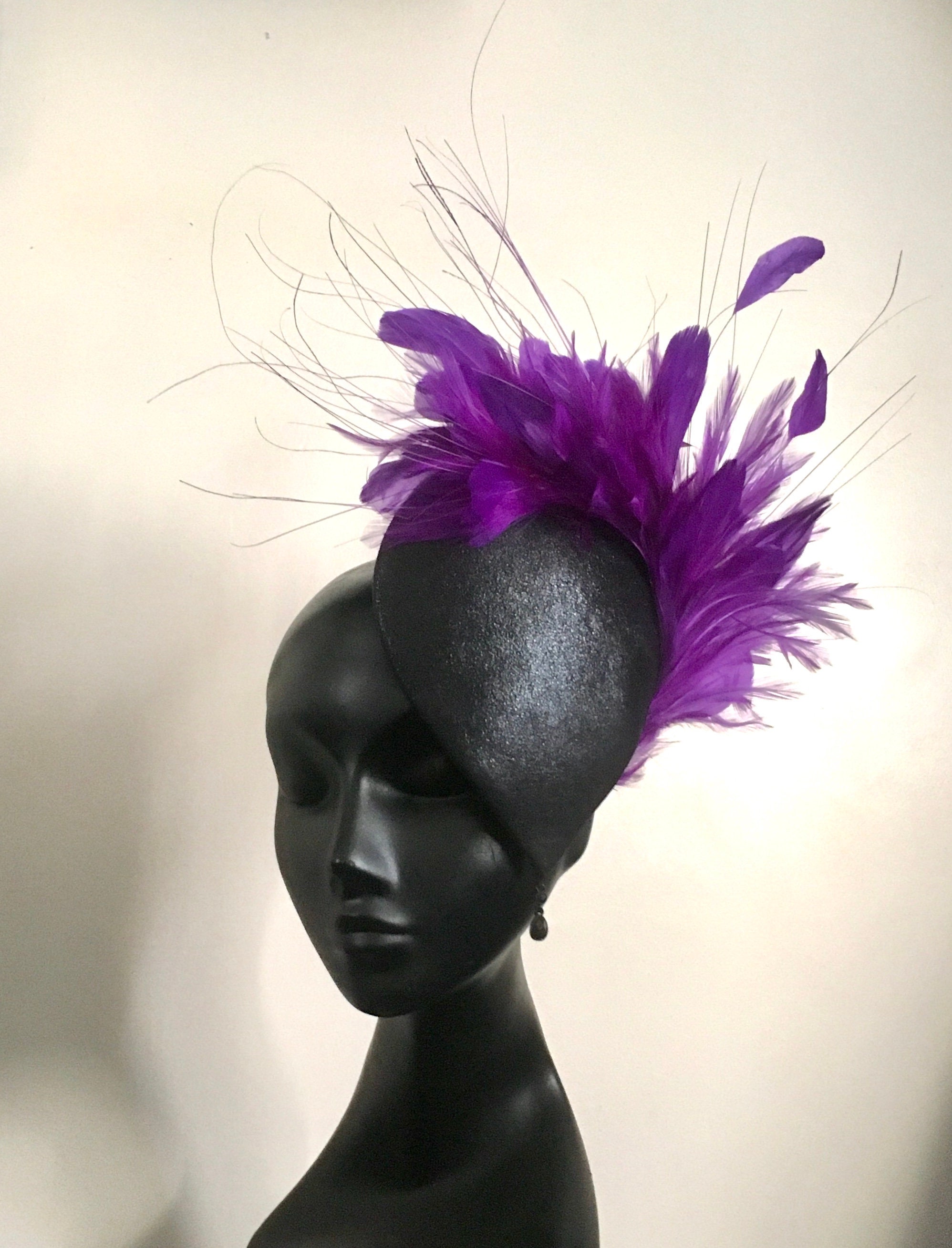 Black and Purple Leather Fascinator, Statement Fascinator  display picture 2