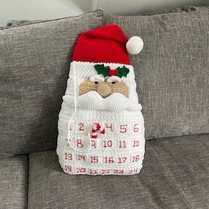 Santa Countdown Calendar Pillow, Advent Calendar, Holiday Decor