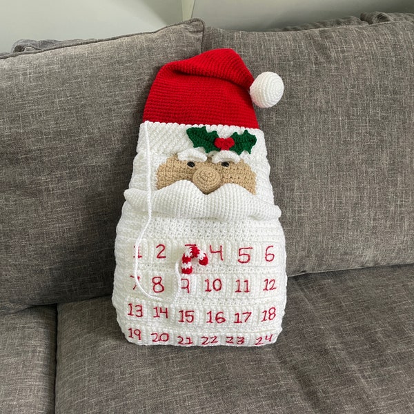 Santa Countdown Calendar Pillow, Advent Calendar