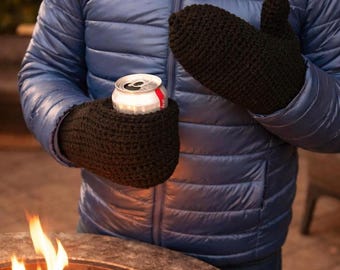Handmade Beer Mittens Drink Holder Coozie, Tailgating Mittens