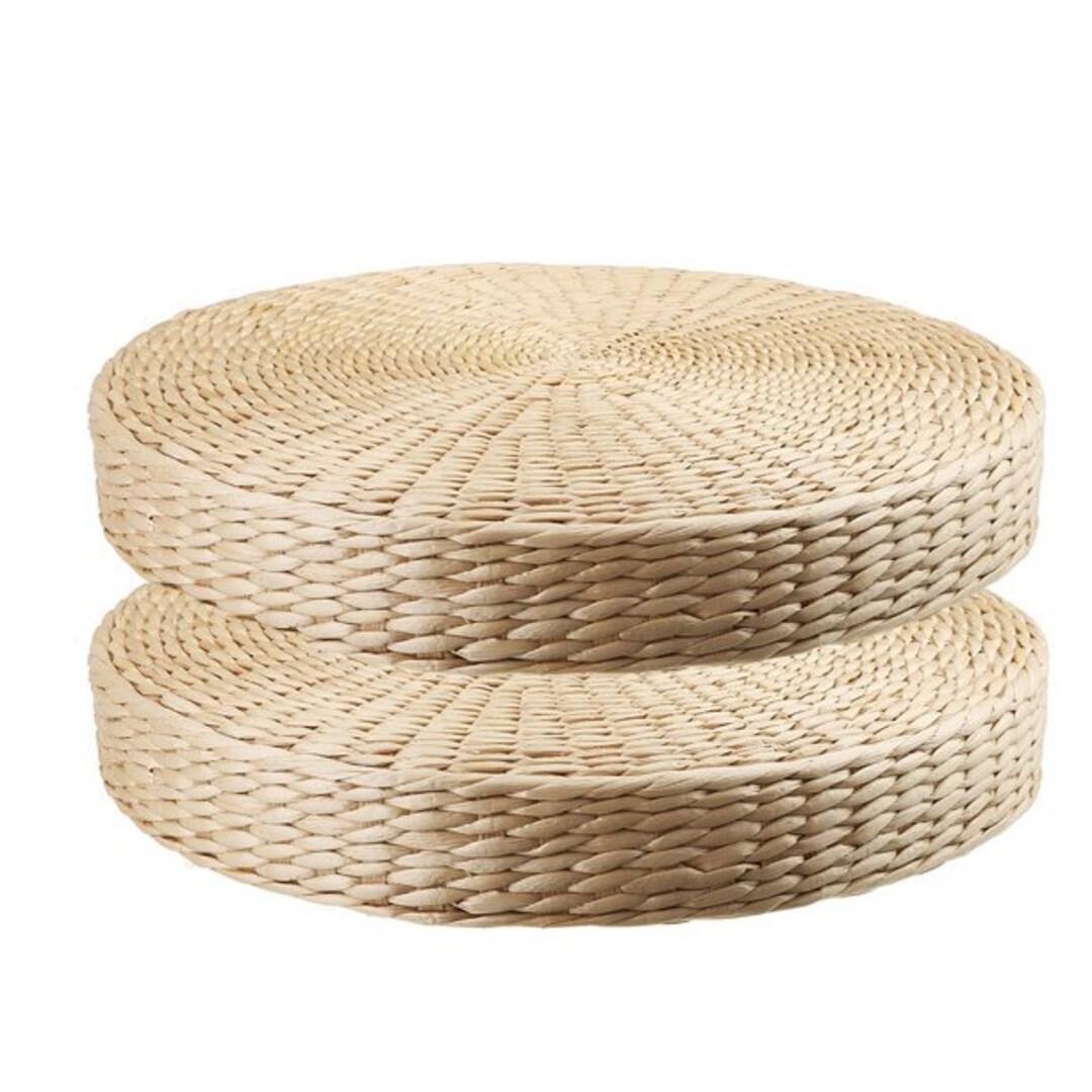 40cm Tatami Cushion Round Straw Weave Handmade Pillow Floor Etsy