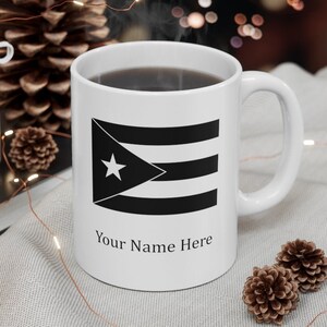 Custom White Mug Name and Flag of Puerto Rico Personalized 11oz White Mug with Puerto Rican Flag Puerto Rico Resiste