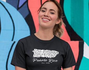 Camiseta con el mapa de Puerto Rico: Fundada en 1898, Orgullo Boricua