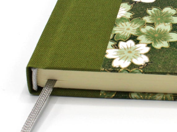 Notizbuch DIN A5/ A6 Chiyogami *Kirschblüten auf Grün*