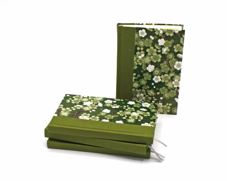 Chiyogami notebook DIN A5/ A6 *Cherry blossoms on green* image 8