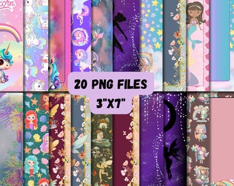 Bookmark, Ice pop, 20 Designs, Mermaid, Unicorn, Fairy, Faeries, Popsicle Holder, Digital, Template, Sublimation