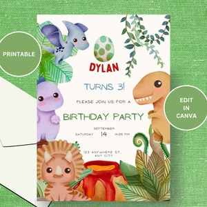 Dinosaur Birthday Invitation, Template