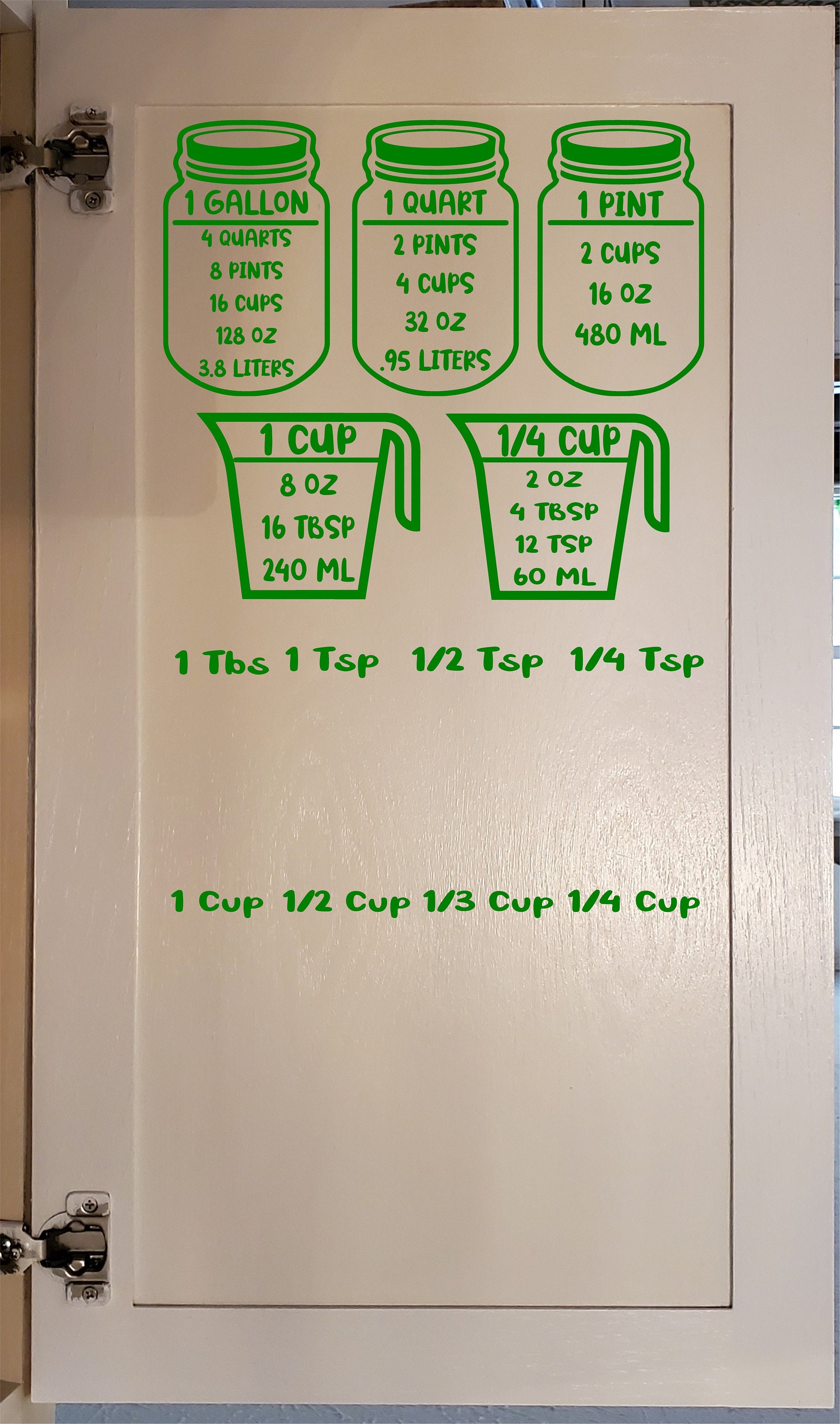 Kitchen Measuring Cup Conversion Decal Etsy
