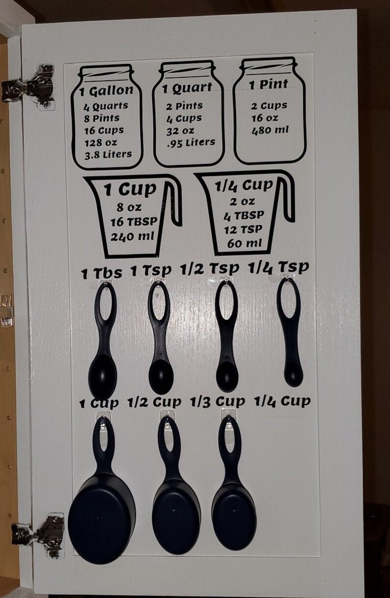 Kitchen Measuring Cup Conversion Decal Etsy