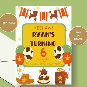 Cowboy, Adventure, Rodeo, Birthday Invitation, Template, Printable