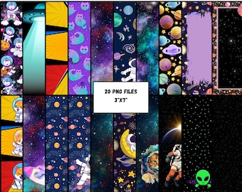 Bookmark, Ice pop, 20 Designs, Space, Astronaut, Aliens, Galaxy