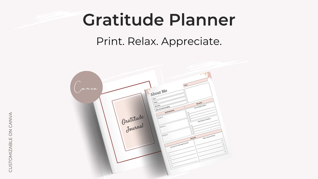 Printable Gratitude Journal | Daily Reflection | Wellness Planner ...