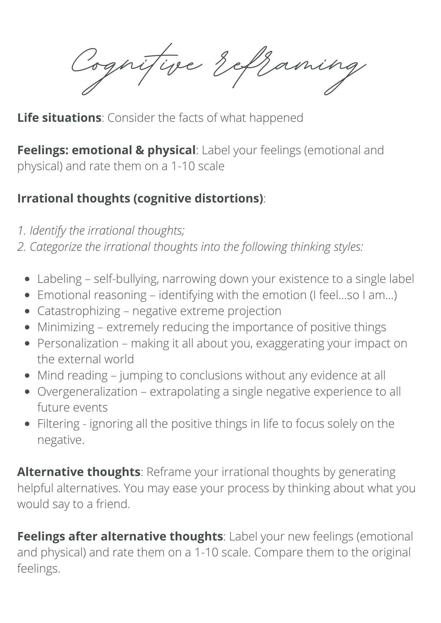 Challenging Irrational Thoughts CBT Printable Worksheet Self - Etsy Challenging Irrational Thoughts CBT Printable Worksheet Self - Etsy