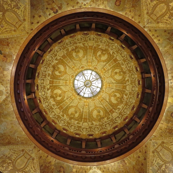 Gold Abstract Photograph Print, Flagler College, Canvas, St. Augustine Florida, Architecture Photography,Dome Ceiling