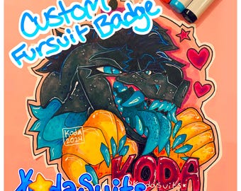 Anpassat pälsmärke Traditionellt konstverk Fursona Laminerat handgjort uppdrag Pälsdräkt Karaktärskonst