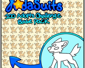 100 Adopt Challenge Furry Adoptable Base Bundle Canine Fursona Base Pack Character OC