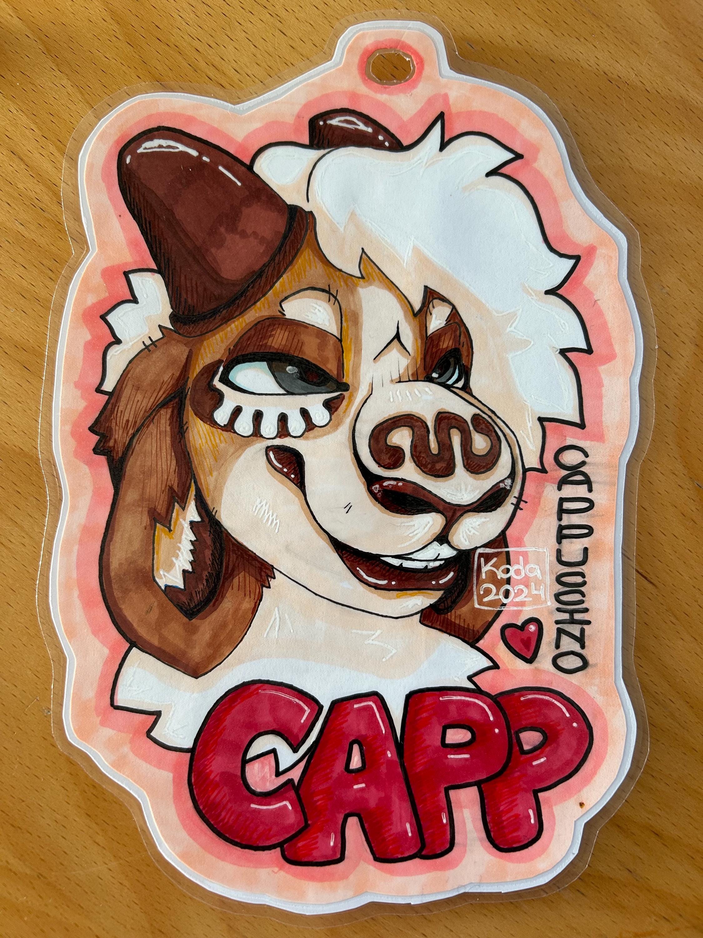 Custom Furry Badge Traditional Artwork Fursona Laminated Handmade ...