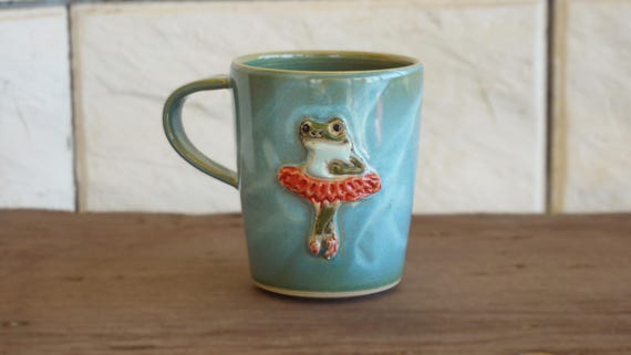 Ceramic Frog Mug: Handmade Pottery Cup