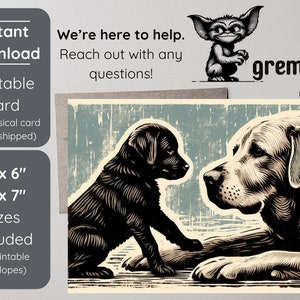 New Puppy Dog Printable Card | New Dog Puppy Pet 4x6 & 5x7 Cards w. Envelopes | Labrador Puppy Downloadable Card | Dog Puppy Welcoming Card
