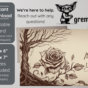 Grief Longing Missing Printable Card | Printable Grief 4x6 & 5x7 Cards with Envelopes | Supportive and Caring Downloadable Card with Flower
