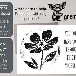 Grief and Support Printable Card | Printable Grief 4x6 & 5x7 Cards with Envelopes | Condolences Card | Emotional Support Greeting Card