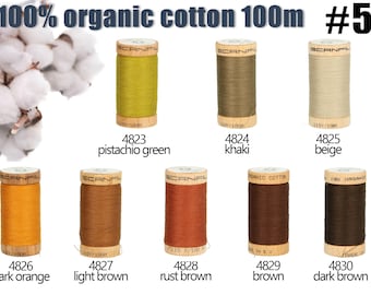 Scanfil sewing thread #5 - organic cotton sewing thread 8x100 meters - sewing thread for sensitive skin, 100% organic cotton