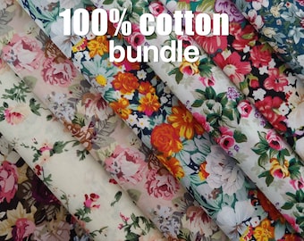 7pcs 50x140cm/20x55" cotton poplin fabric bundle floral, high quality fabrics