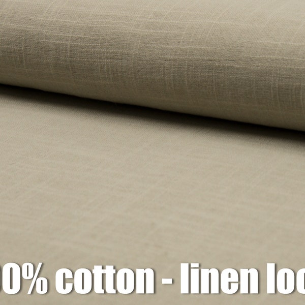 Cotton fabric linen look lite taupe Uni - 100% cotton,  fabric to make boho clothing, home decor, craft projects, DIY projects