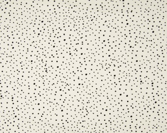 Katoenen stof Dots Ecru Black - 100% katoen poplin print, katoenweefsel, quilten, patchwork, kleding, woondecoratie, ambacht projecten