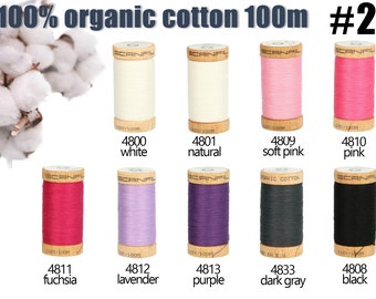 Scanfil sewing thread #2 - organic cotton sewing thread 9x100 meters - sewing thread for sensitive skin, 100% organic cotton
