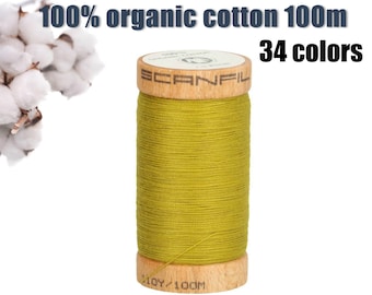 Scanfil organic sewing thread - organic cotton sewing thread 100 meters - sewing thread for sensitive skin, 100% organic cotton