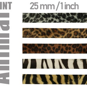 Luipaard fluwelen band, Zebra fluwelen band - Dieren print band 2.5 cm breed