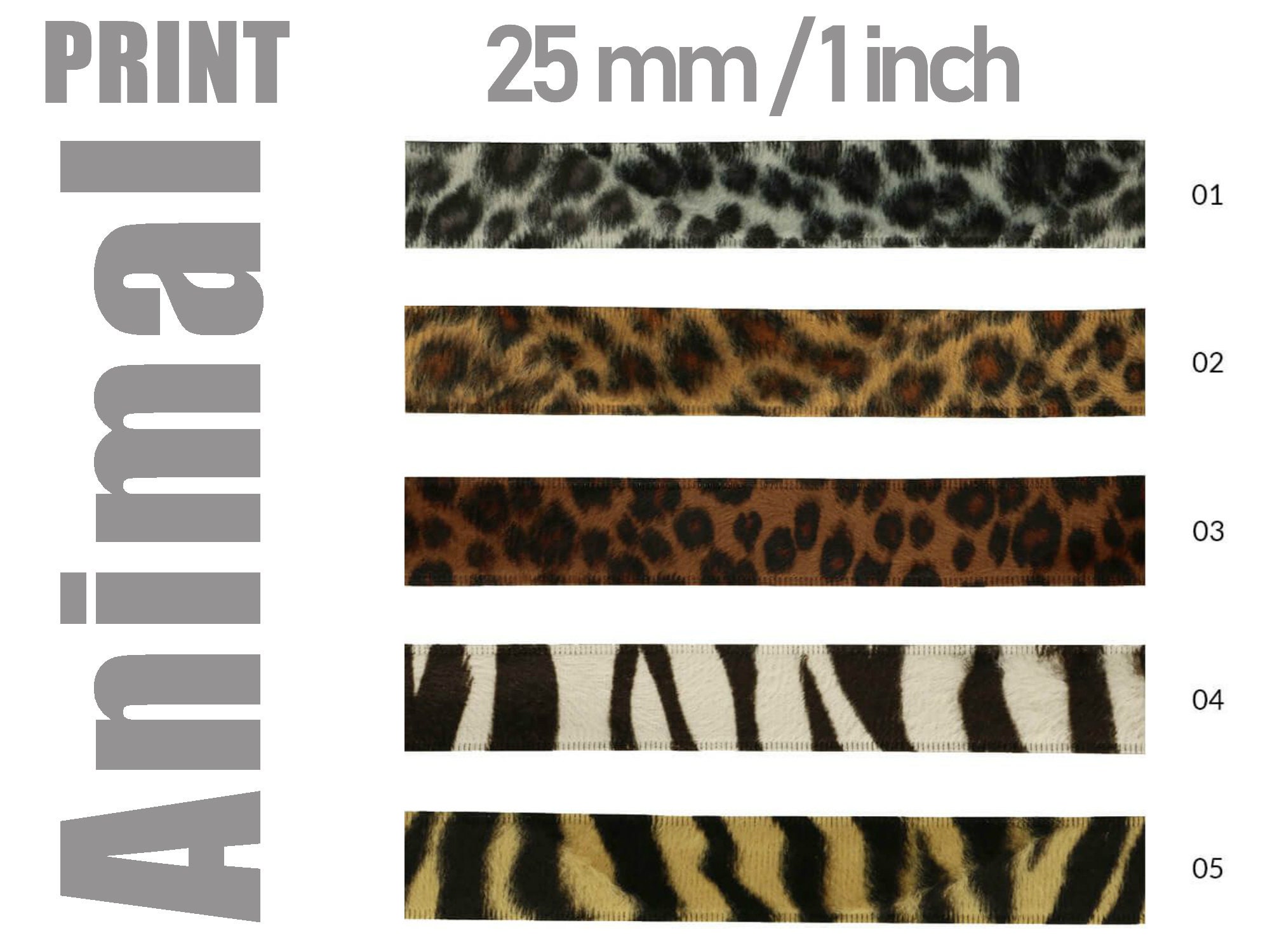 Leopard velvet ribbon, Zebra velvet ribbon - Animal print ribbon 2.5 cm wide for DIY projects