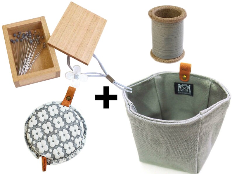 Cohana shops glass head pins + magnetic coil + canvas bag + leather tape measure / grey