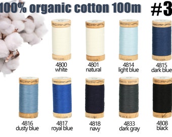 Scanfil sewing thread #3 - organic cotton sewing thread 9x100 meters - sewing thread for sensitive skin, 100% organic cotton