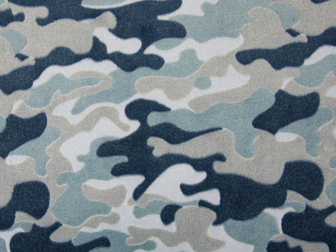 Jacquard Fleece Fabric Blue Camouflage Baby Clothes Etsy