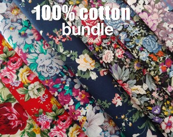 7pcs 50x140cm/20x55" cotton poplin fabric bundle floral, high quality fabrics
