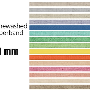 May include: Stonewashed keperband in 11 mm width.  The image shows a variety of colors including beige, gray, light blue, teal, green, yellow, orange, peach, pink, and brown.