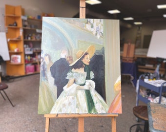 Contemporary Painting. Large Oil Artwork. Gone With The Wind Inspired. Elegant Hand-Painted Piece.