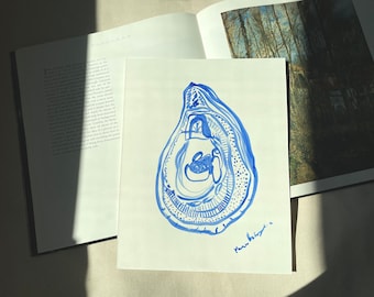 Oyster Painting. Kitchen Wall Art. Contemporary art. Small Original Artwork. Minimalist Wall Art. Small Original Artwork.