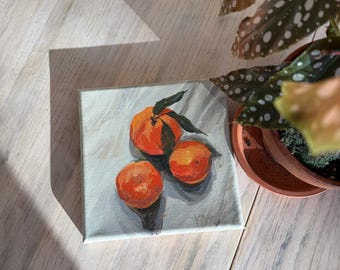 Still Life with Oranges by Yana Bobyleva. Small Original Painting.