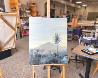 Unframed Palm Tree Artwork. Calm Ocean Wall Art. Acrylic Abstract Landscape.
