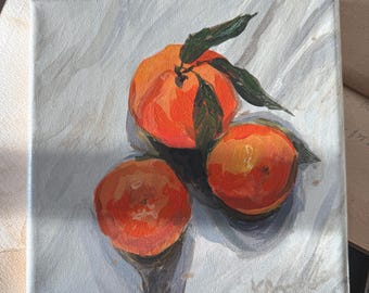 Still life with Oranges by Yana Bobyleva. Art Print.