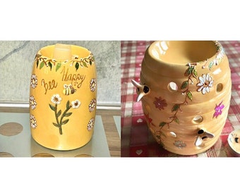 Bee Hive wax Burner|wax warmer|Candle burner|Bee Gift|Floral gift|Mothers Day Gift|Spring||Housewarming|Easter|Valentines|Hand painted gift