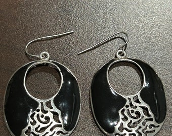 Black and Silver Earrings