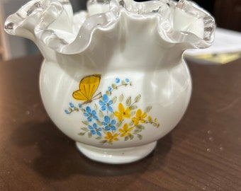 Vintage Fenton Butterfly Bowl