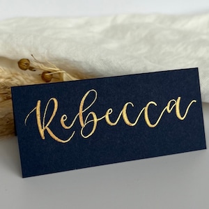Tarjetas de lugar de boda / Tarjetas de nombre de caligrafía de boda manuscritas / Tarjetas de lugar azul marino