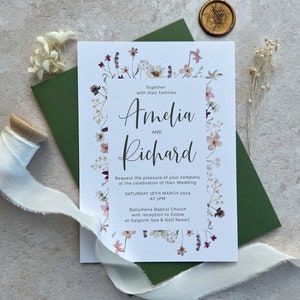 Wildflower Wedding Invitations: Rustic Spring or Summer Design